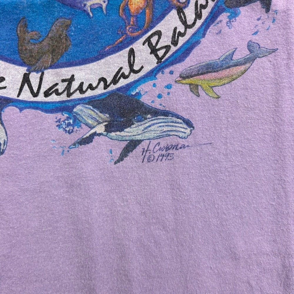 Vintage 90s Feel The Rhythm Of The Earth Shirt Size Medium Purple Nature Earth - Picture 6 of 9